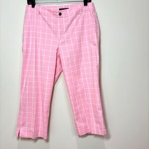 Lauren Ralph Lauren Pastel Pink Plaid Pants Women 12 Cropped Preppy Country Club